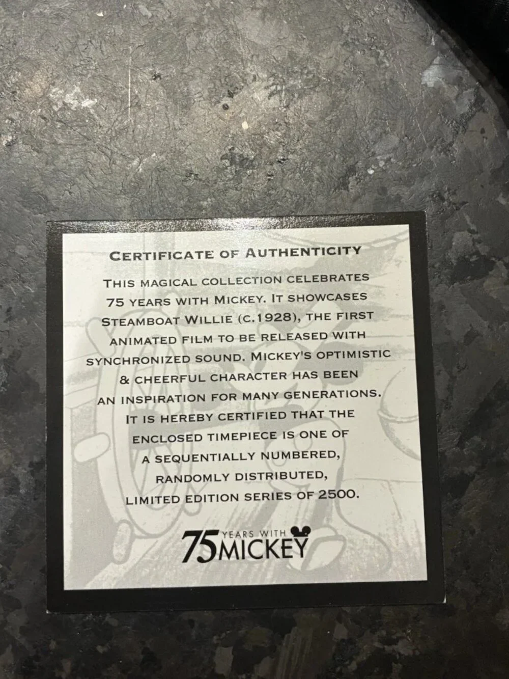STEAMBOAT WILLIE WATCH - 75 years WITH Mickey Mouse mint in box